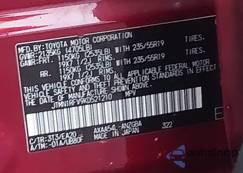 2019 Toyota Rav4 Limited from USA, damaged, VIN JTMN1RFV9KD521210